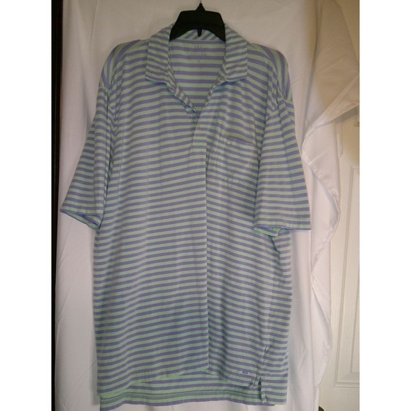 Peter Millar Other - Peter Millar Striped Golf Polo Shirt Performance Athletic Casual XL Purple Green
